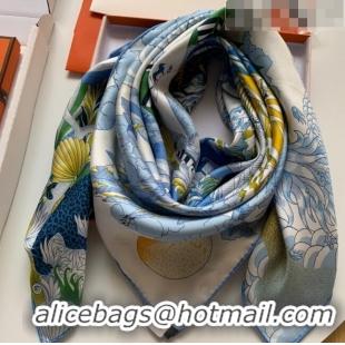 Popular Style Hermes 100% Silk Square Scarf 90x90cm H51627 Blue 2023