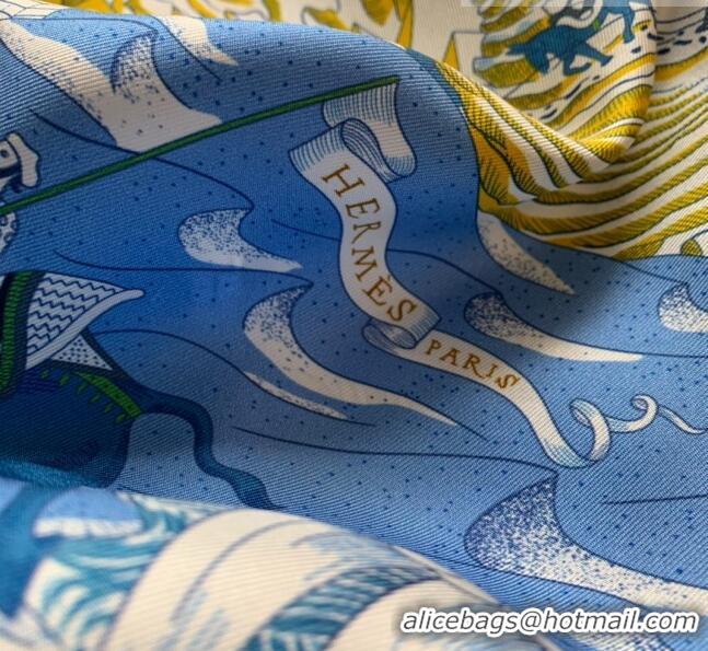 Popular Style Hermes 100% Silk Square Scarf 90x90cm H51627 Blue 2023