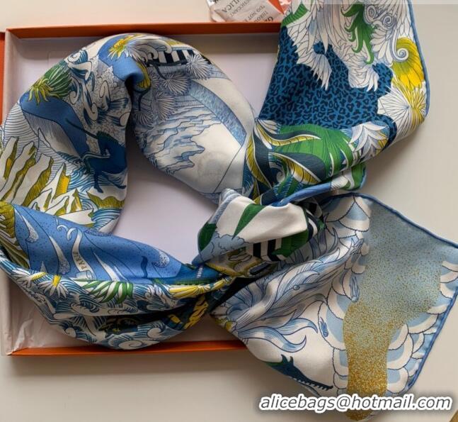 Popular Style Hermes 100% Silk Square Scarf 90x90cm H51627 Blue 2023