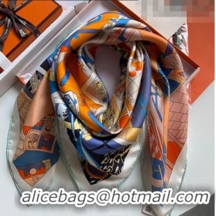 Top Grade Hermes 100% Silk Square Scarf 90x90cm H51625 Blue 2023