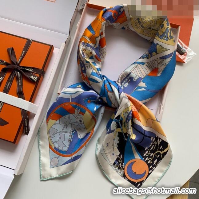 Top Grade Hermes 100% Silk Square Scarf 90x90cm H51625 Blue 2023