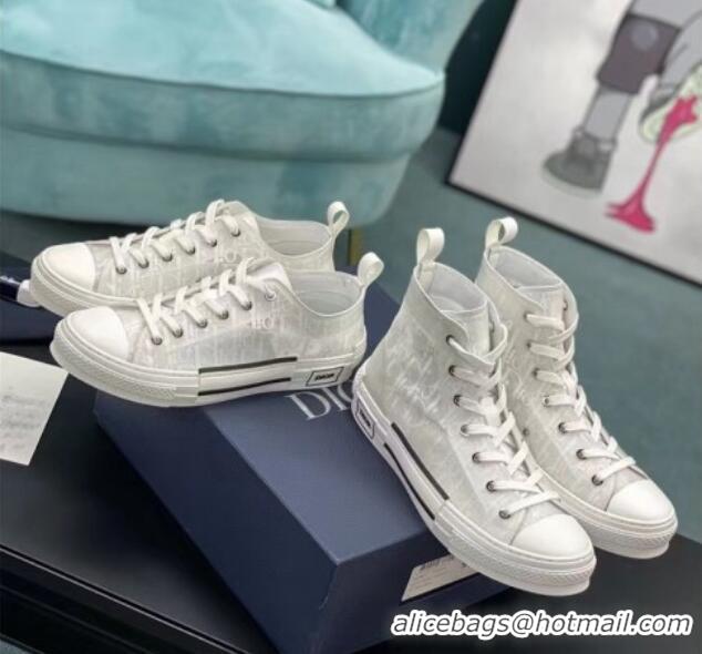 Shop Duplicate Dior B23 High-top Sneakers in White Dior Oblique Canvas 236215