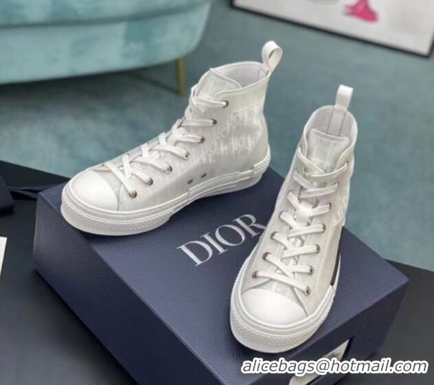 Shop Duplicate Dior B23 High-top Sneakers in White Dior Oblique Canvas 236215