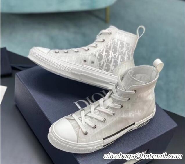 Shop Duplicate Dior B23 High-top Sneakers in White Dior Oblique Canvas 236215