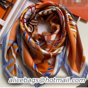 Reasonable Price Hermes 100% Silk Square Scarf 90x90cm H51620 Orange 2023