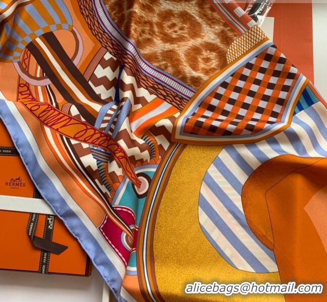 Reasonable Price Hermes 100% Silk Square Scarf 90x90cm H51620 Orange 2023