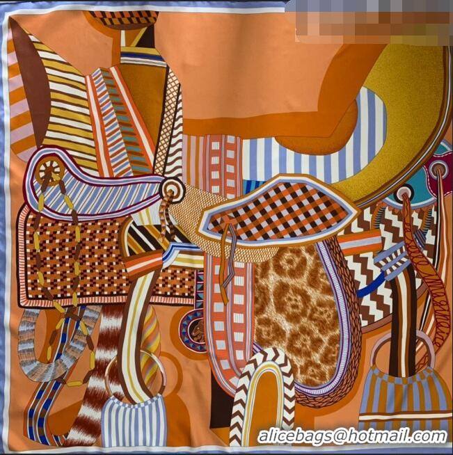 Reasonable Price Hermes 100% Silk Square Scarf 90x90cm H51620 Orange 2023