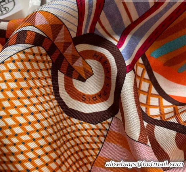 Reasonable Price Hermes 100% Silk Square Scarf 90x90cm H51620 Orange 2023