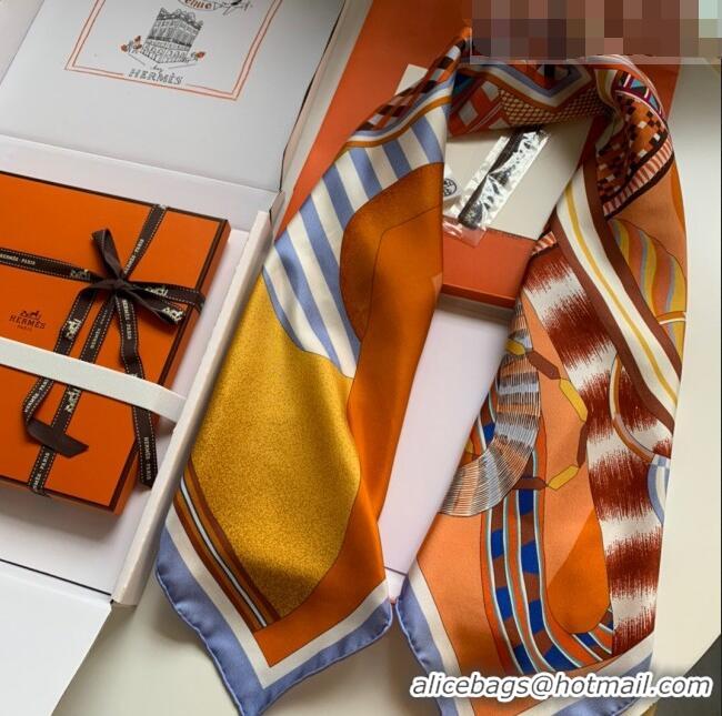 Reasonable Price Hermes 100% Silk Square Scarf 90x90cm H51620 Orange 2023