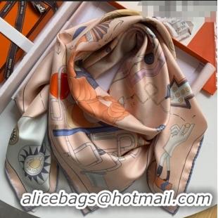 New Design Hermes Horse 100% Silk Square Scarf 90x90cm H51618 Pink 2023