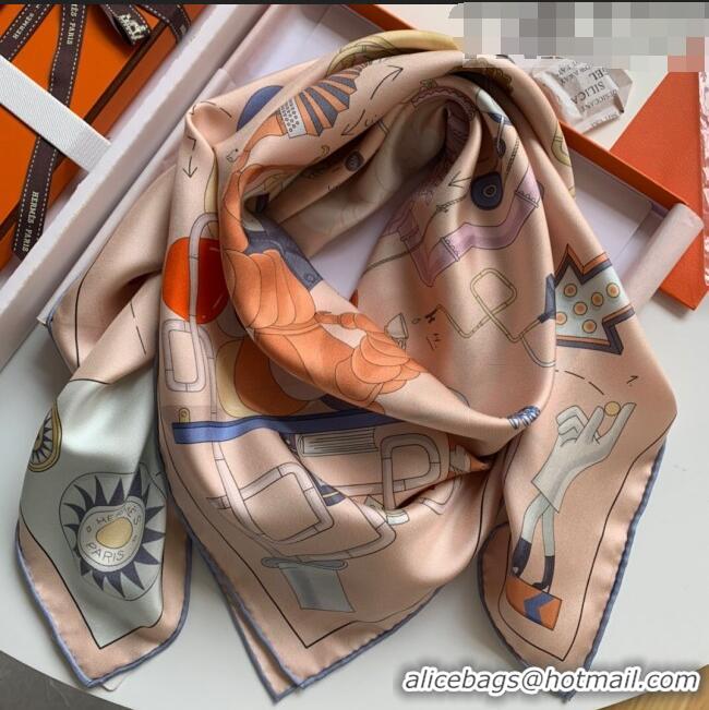 New Design Hermes Horse 100% Silk Square Scarf 90x90cm H51618 Pink 2023