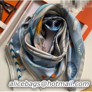 Well Crafted Hermes Horse 100% Silk Square Scarf 90x90cm H51617 Blue/Grey 2023