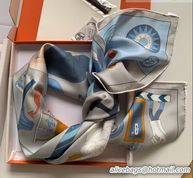 Well Crafted Hermes Horse 100% Silk Square Scarf 90x90cm H51617 Blue/Grey 2023