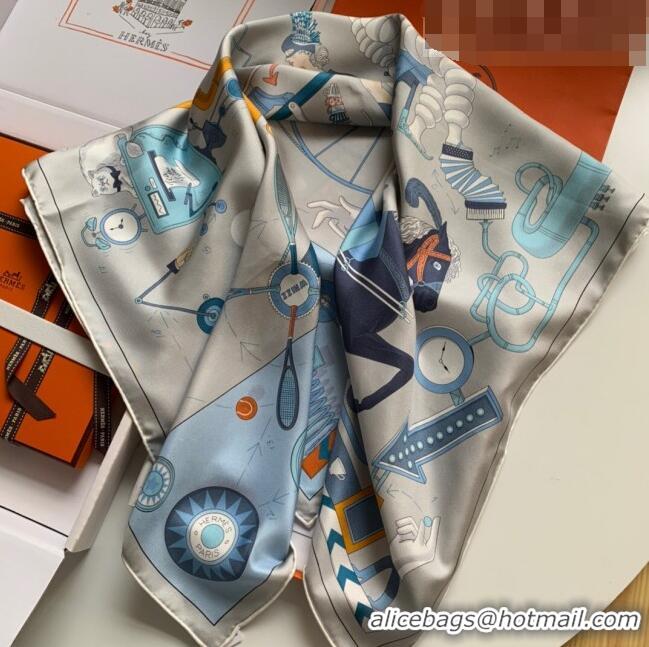 Well Crafted Hermes Horse 100% Silk Square Scarf 90x90cm H51617 Blue/Grey 2023