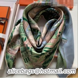 Super Quality Hermes Horse 100% Silk Square Scarf 90x90cm H51615 Green/Blue 2023