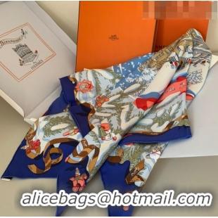 Top Quality Hermes 100% Silk Square Scarf 90x90cm H51614 Blue 2023