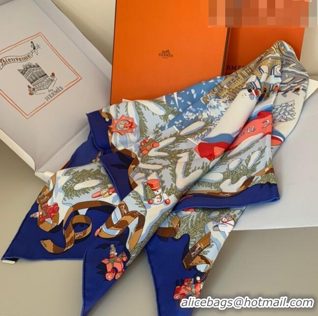 Top Quality Hermes 100% Silk Square Scarf 90x90cm H51614 Blue 2023