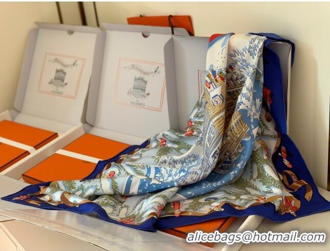 Top Quality Hermes 100% Silk Square Scarf 90x90cm H51614 Blue 2023