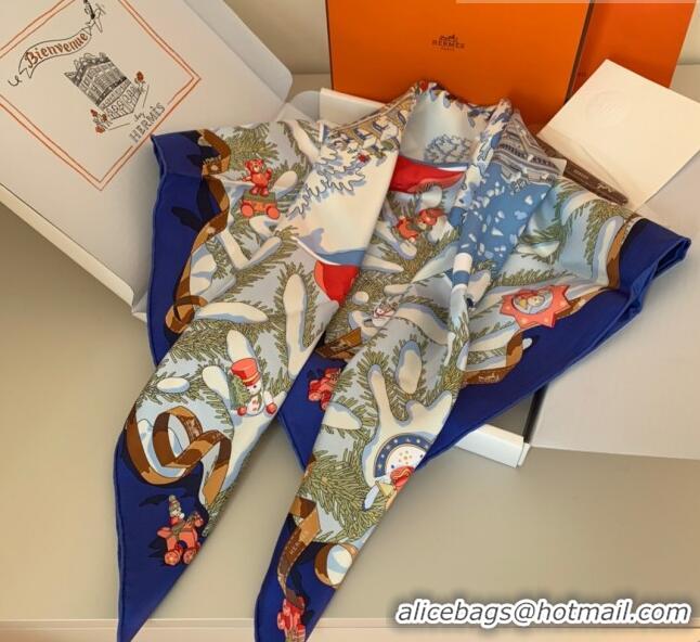 Top Quality Hermes 100% Silk Square Scarf 90x90cm H51614 Blue 2023