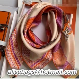 Low Cost Hermes Horse 100% Silk Square Scarf 90x90cm H51611 Orange 2023