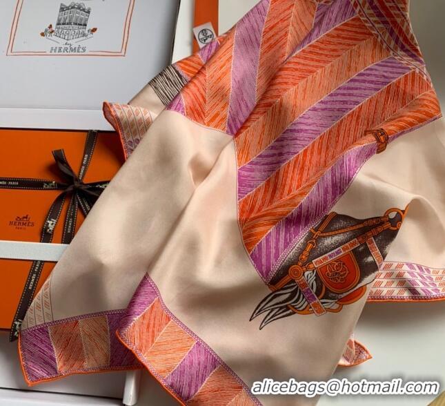 Low Cost Hermes Horse 100% Silk Square Scarf 90x90cm H51611 Orange 2023