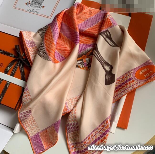 Low Cost Hermes Horse 100% Silk Square Scarf 90x90cm H51611 Orange 2023