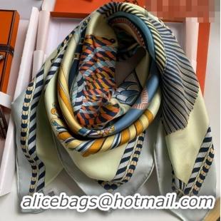 Pretty Style Hermes 100% Silk Square Scarf 90x90cm H51610 Light Green 2023