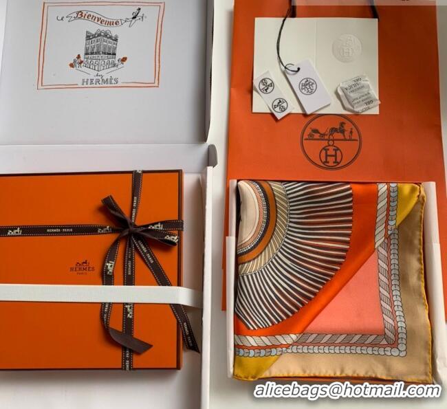 New Design Hermes 100% Silk Square Scarf 90x90cm H51609 Orange 2023