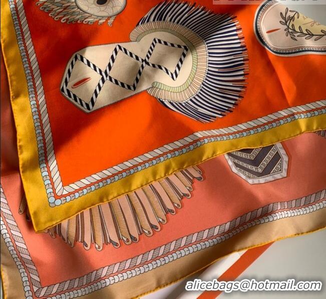 New Design Hermes 100% Silk Square Scarf 90x90cm H51609 Orange 2023