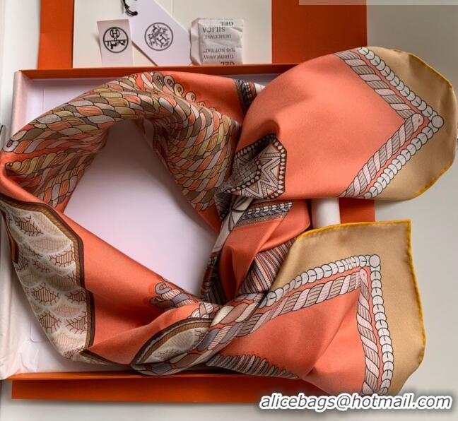 New Design Hermes 100% Silk Square Scarf 90x90cm H51609 Orange 2023