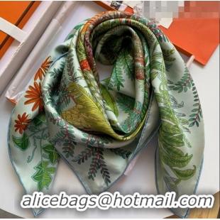 Good Taste Hermes Le Jardin Des Peintres 100% Silk Square Scarf 90x90cm H51606 Green 2023