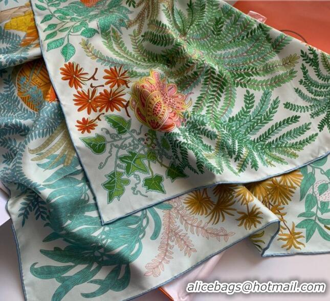 Good Taste Hermes Le Jardin Des Peintres 100% Silk Square Scarf 90x90cm H51606 Green 2023