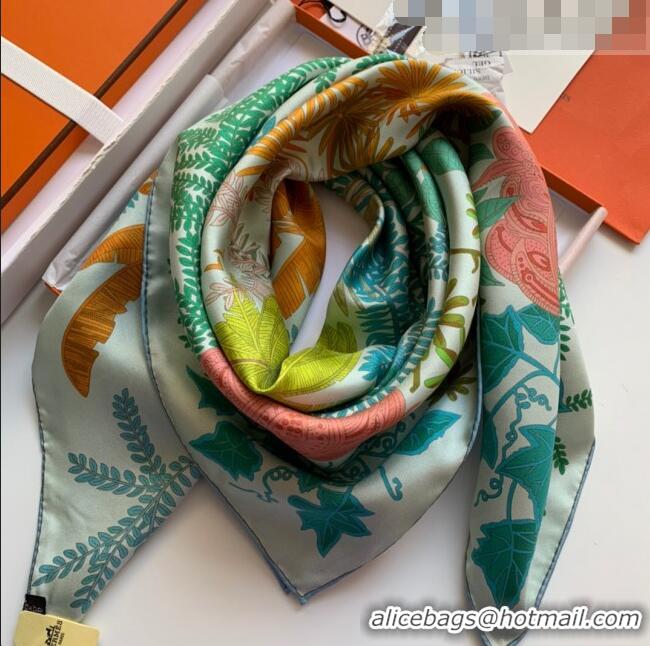 Good Taste Hermes Le Jardin Des Peintres 100% Silk Square Scarf 90x90cm H51606 Green 2023