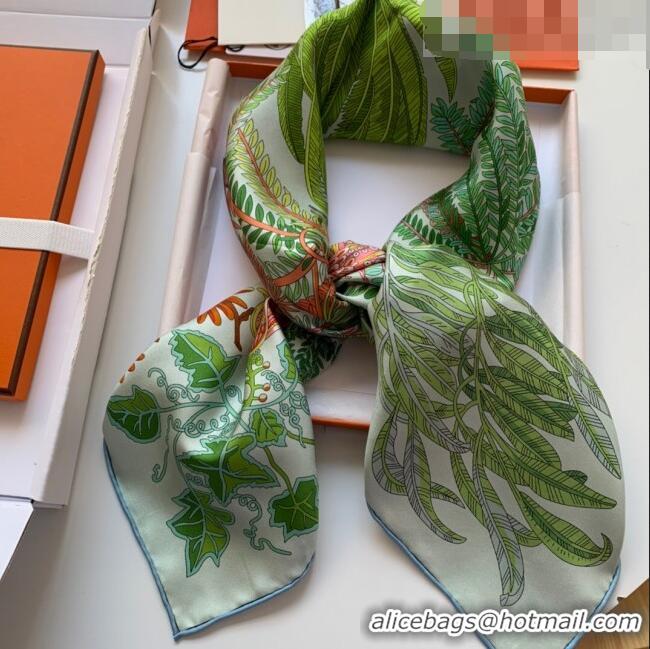 Good Taste Hermes Le Jardin Des Peintres 100% Silk Square Scarf 90x90cm H51606 Green 2023