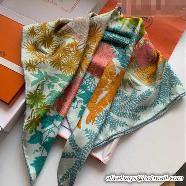 Good Taste Hermes Le Jardin Des Peintres 100% Silk Square Scarf 90x90cm H51606 Green 2023