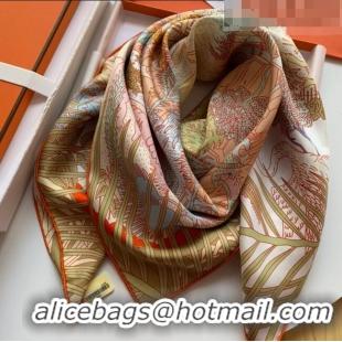 Reasonable Price Hermes 100% Silk Square Scarf 90x90cm H51602 Pink/Orange 2023