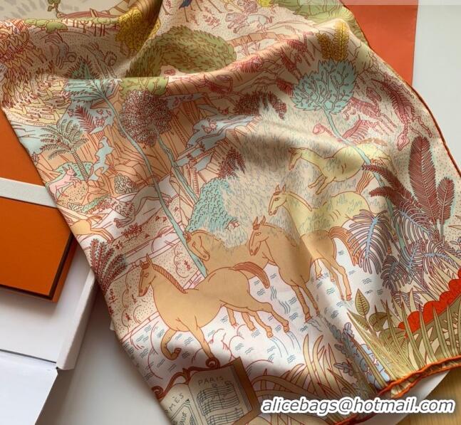 Reasonable Price Hermes 100% Silk Square Scarf 90x90cm H51602 Pink/Orange 2023