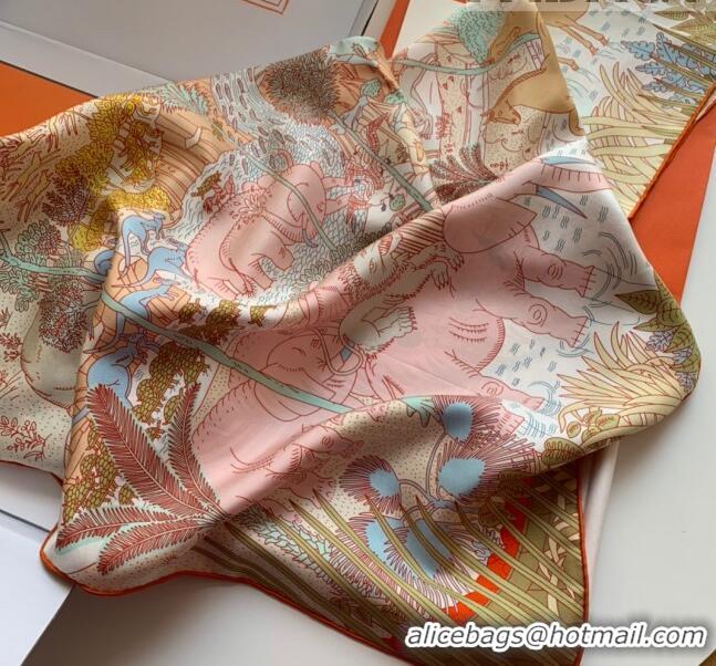 Reasonable Price Hermes 100% Silk Square Scarf 90x90cm H51602 Pink/Orange 2023