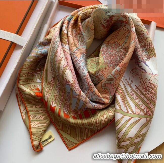 Reasonable Price Hermes 100% Silk Square Scarf 90x90cm H51602 Pink/Orange 2023