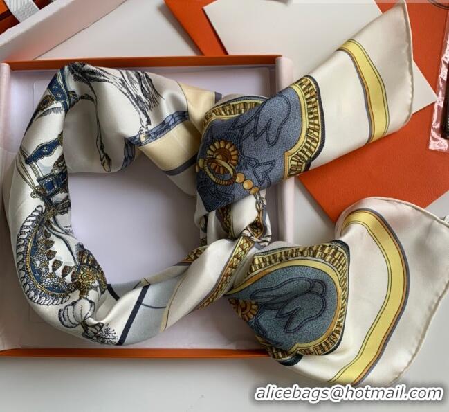 Affordable Price Hermes 100% Silk Square Scarf 90x90cm H51809 Beige/Blue 2023