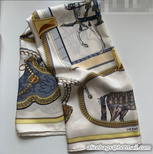 Affordable Price Hermes 100% Silk Square Scarf 90x90cm H51809 Beige/Blue 2023