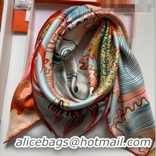 Promotional Hermes 100% Silk Square Scarf 90x90cm H51806 Orange 2023