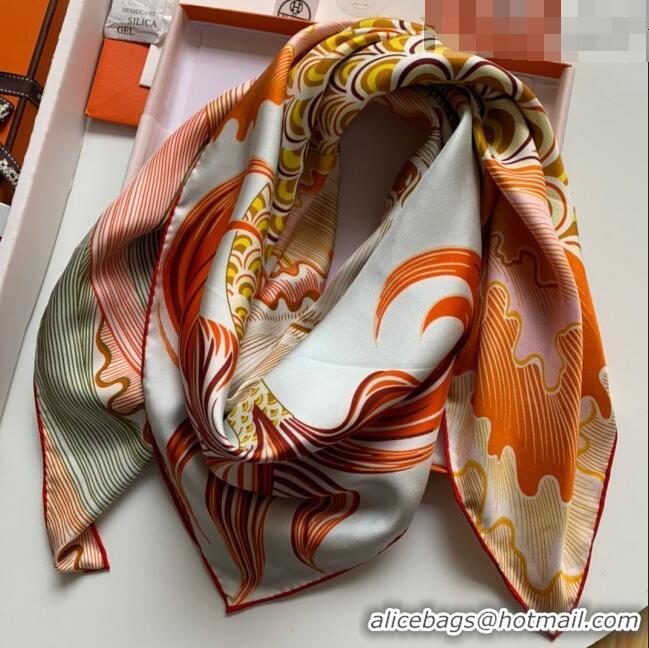 Promotional Hermes 100% Silk Square Scarf 90x90cm H51806 Orange 2023