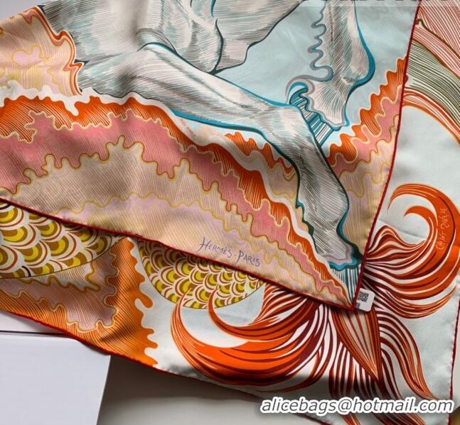 Promotional Hermes 100% Silk Square Scarf 90x90cm H51806 Orange 2023