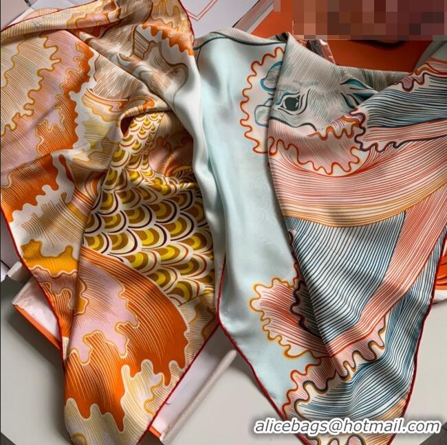 Promotional Hermes 100% Silk Square Scarf 90x90cm H51806 Orange 2023