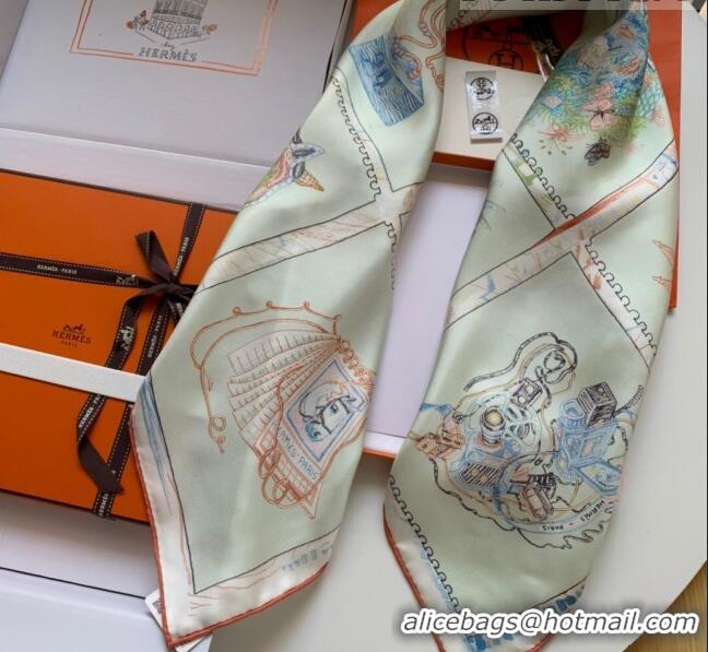 Well Crafted Hermes 100% Silk Square Scarf 90x90cm H51805 Green 2023