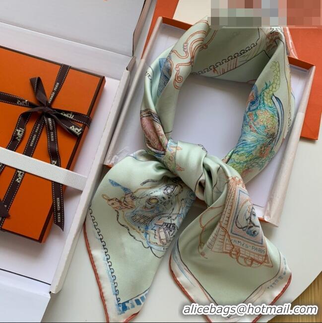 Well Crafted Hermes 100% Silk Square Scarf 90x90cm H51805 Green 2023