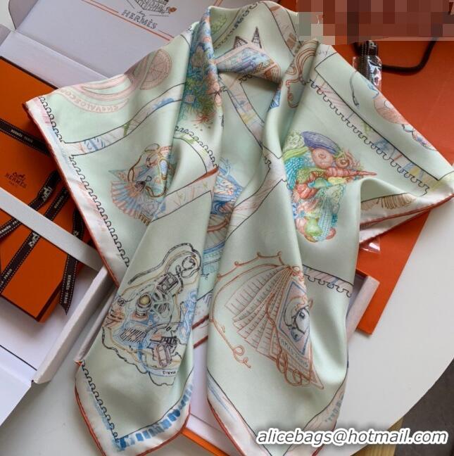 Well Crafted Hermes 100% Silk Square Scarf 90x90cm H51805 Green 2023