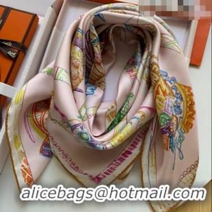 New Style Hermes 100% Silk Square Scarf 90x90cm H51804 Light Pink 2023