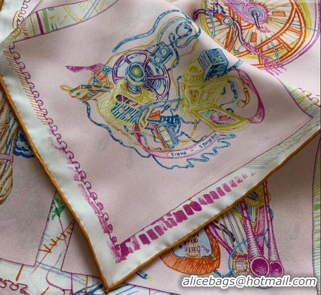 New Style Hermes 100% Silk Square Scarf 90x90cm H51804 Light Pink 2023